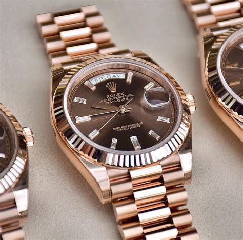 rose gold rolex day date chocolate motif|rolex day date price.